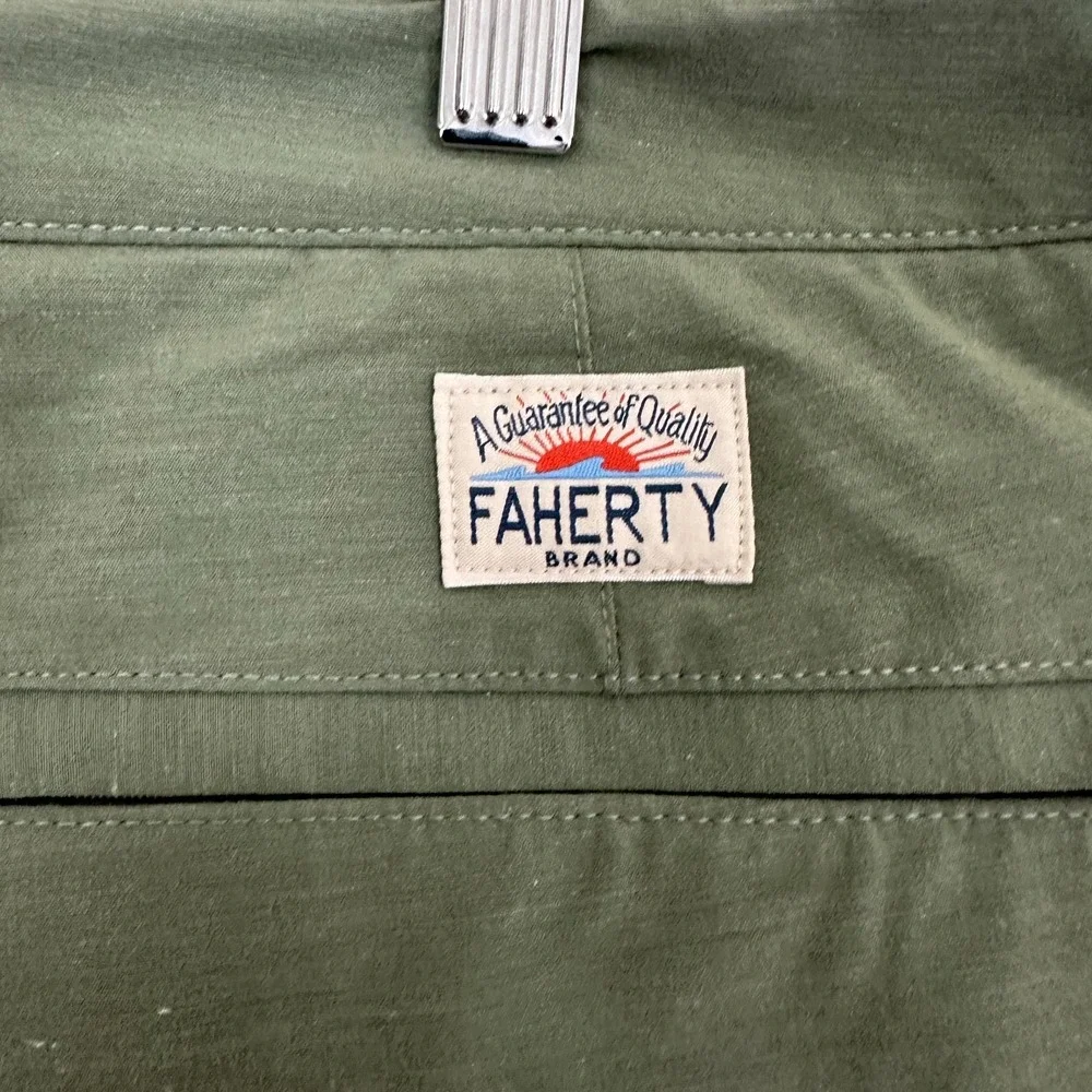 Faherty Brand All Day Shorts Sage Green Stretch Internal Drawstring Mens 36